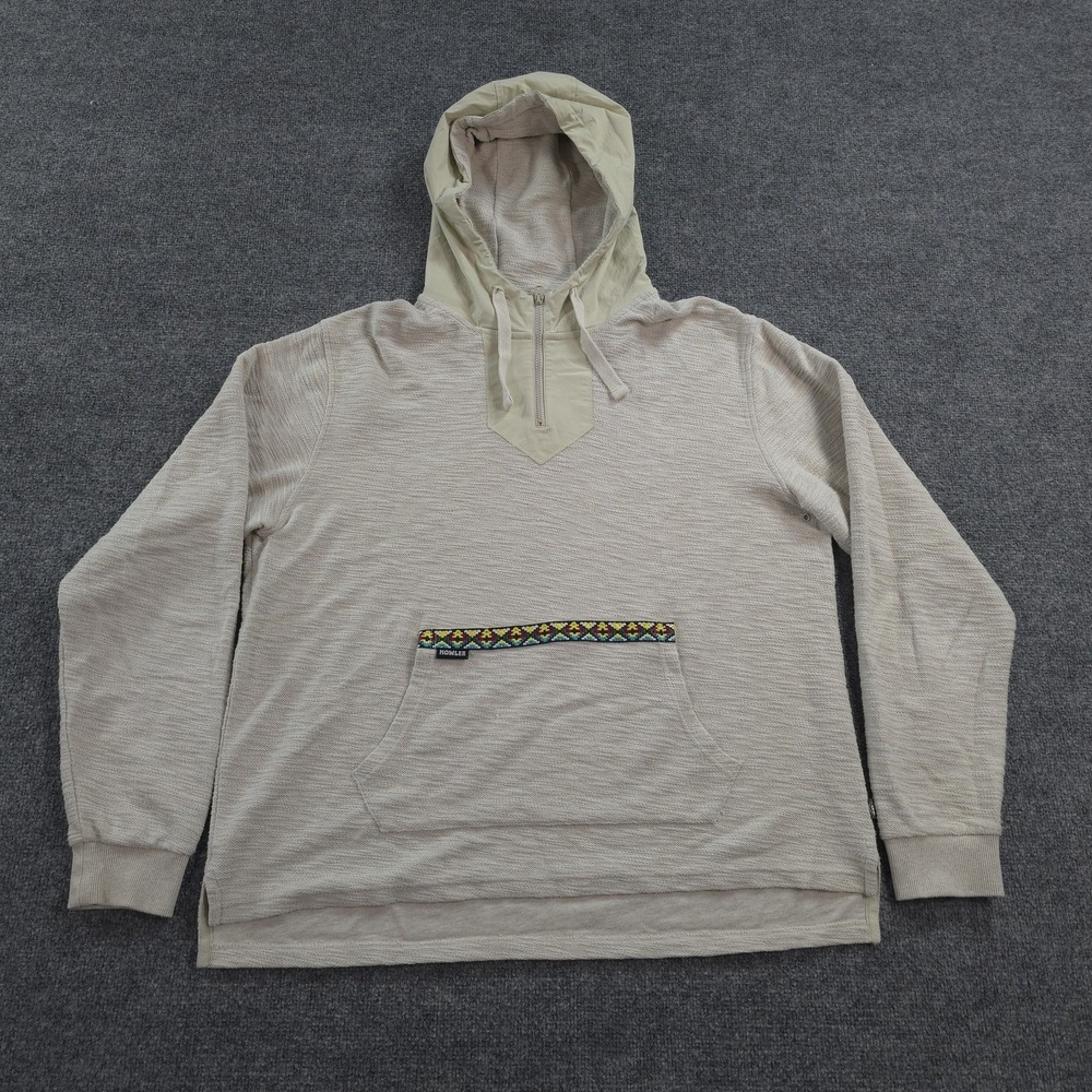 Howler Bros Hoodie Mens XL Beige Honzer 1/4 Zip Textured Knit Pullover Outdoors